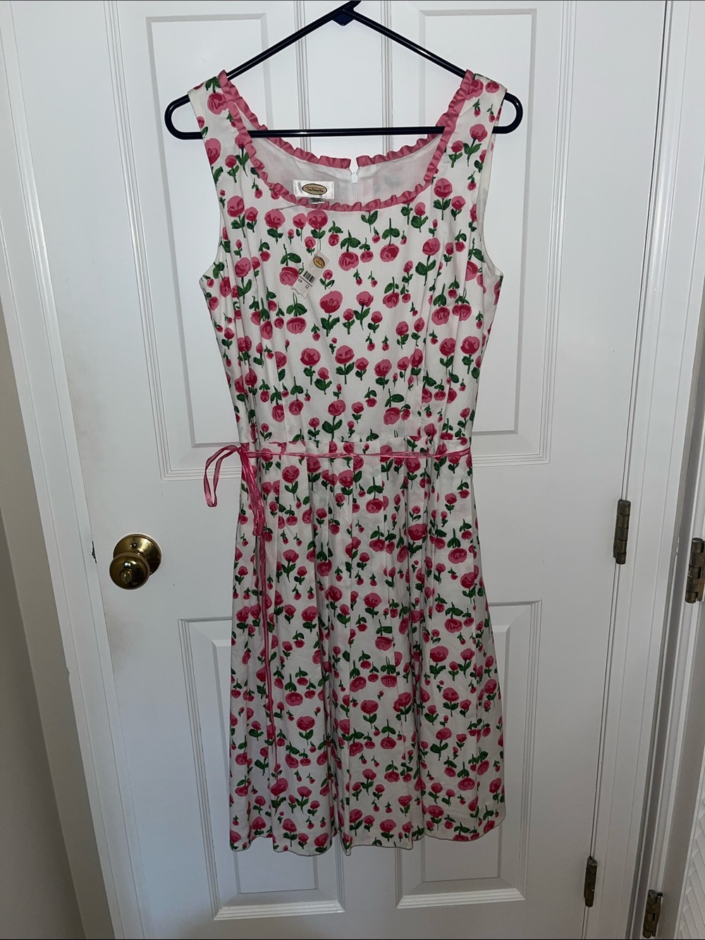 Talbots’s Womens Pink Floral Belted Sleeveless Dress NWTS- size 12